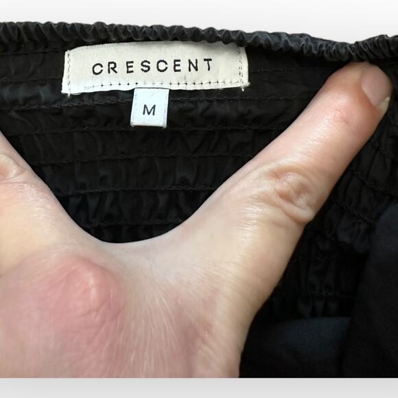 Crescent Brooklyn Poplin Off Shoulder Top in‎ Black Dark Boho Size M - Picture 3 of 8